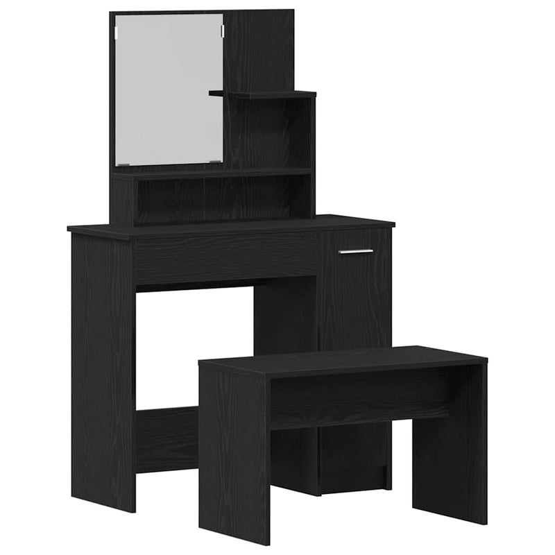 vidaXL Sminkasztal Készlet 2 pcs Musta tammi 86.5 x 35 x 136 cm