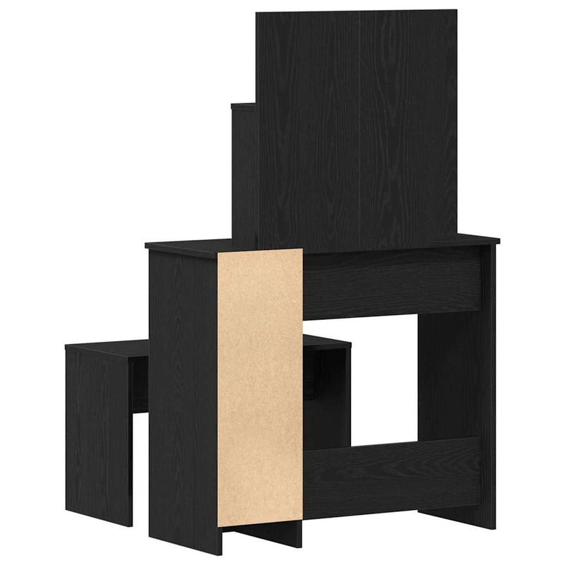 vidaXL Sminkasztal Készlet 2 pcs Musta tammi 86.5 x 35 x 136 cm