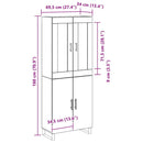 vidaXL Magasfiú Fekete tölgy 69,5 x 34 x 180 cm Faanyag