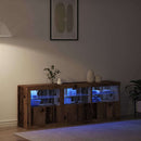 vidaXL LED tálaló LED -es lámpákkal Öreg fa 181 x 37 x 67 cm Faanyag