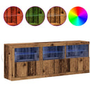 vidaXL LED tálaló LED -es lámpákkal Öreg fa 181 x 37 x 67 cm Faanyag