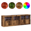 vidaXL LED tálaló LED -es lámpákkal Öreg fa 202 x 37 x 67 cm Faanyag