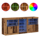 vidaXL LED tálaló LED -es lámpákkal Öreg fa 162 x 37 x 67 cm Faanyag