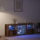 vidaXL Széf LED -es lámpákkal Régi fa 181.5 x 37 x 67 cm Faanyag