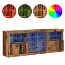 vidaXL LED tálaló LED -es lámpákkal Öreg fa 181,5 x 37 x 67 cm Faanyag