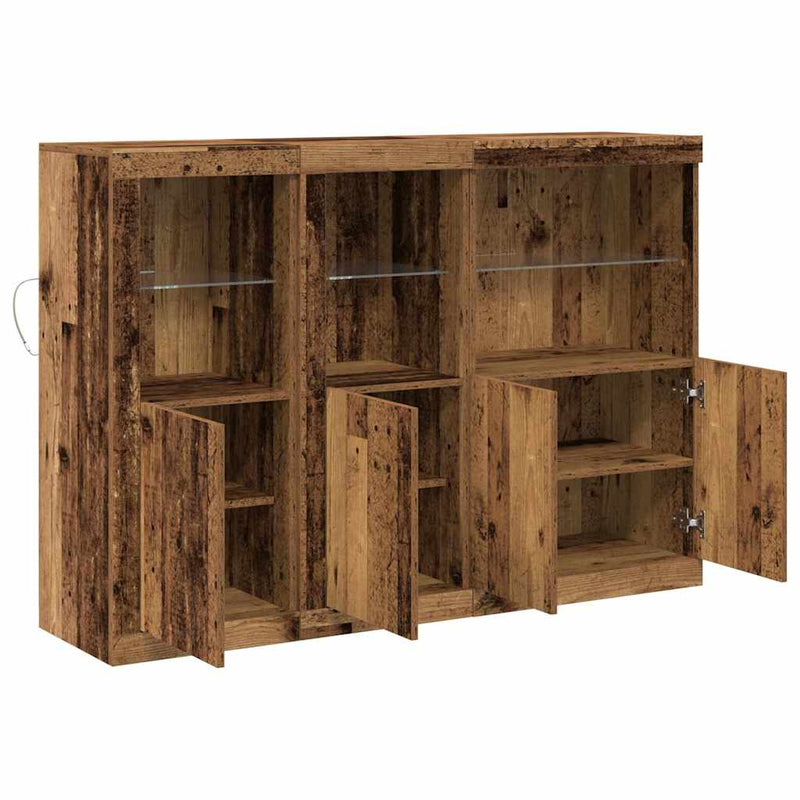 vidaXL Széf LED -es lámpákkal Régi fa 142,5 x 37 x 100 cm Faanyag