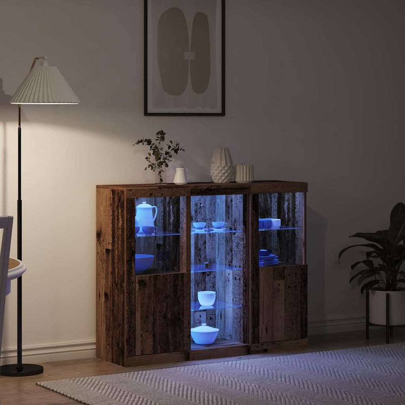 vidaXL Széf LED -es lámpákkal Régi fa 123 x 37 x 100 cm Faanyag