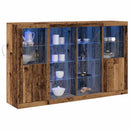 vidaXL LED tálaló LED -es lámpákkal Öreg fa 163 x 37 x 100 cm Faanyag