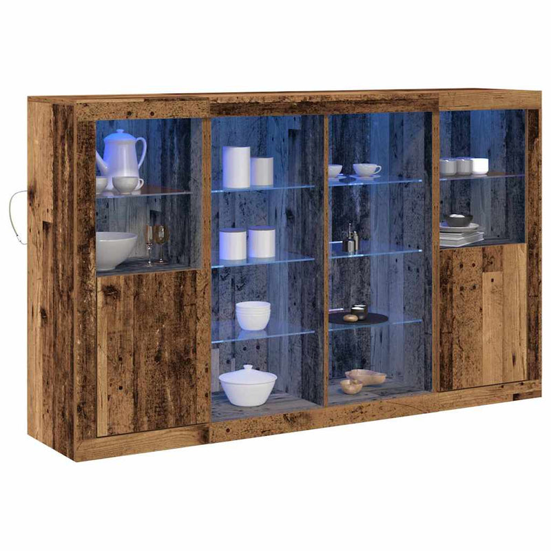 vidaXL Széf LED -es lámpákkal Régi fa 163 x 37 x 100 cm Faanyag