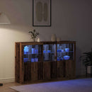 vidaXL LED tálaló LED -es lámpákkal Öreg fa 162 x 37 x 100 cm Faanyag