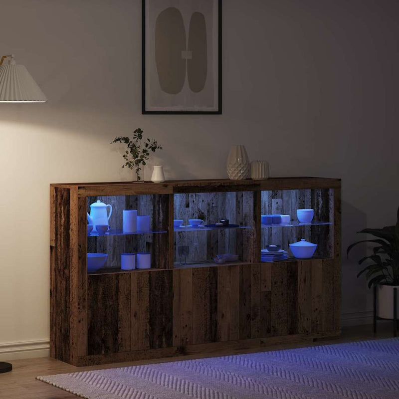 vidaXL Széf LED -es lámpákkal Régi fa 181.5 x 37 x 100 cm Faanyag