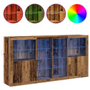 vidaXL Széf LED -es lámpákkal 3 pcs Régi fa 202 x 37 x 100 cm Faanyag