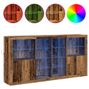 vidaXL LED tálaló 3 pcs Öreg fa 202 x 37 x 100 cm Faanyag