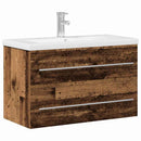 vidaXL Fürdőszobai mosdószekrény fiókkal Öreg fa 80 x 38,5 x 48 cm