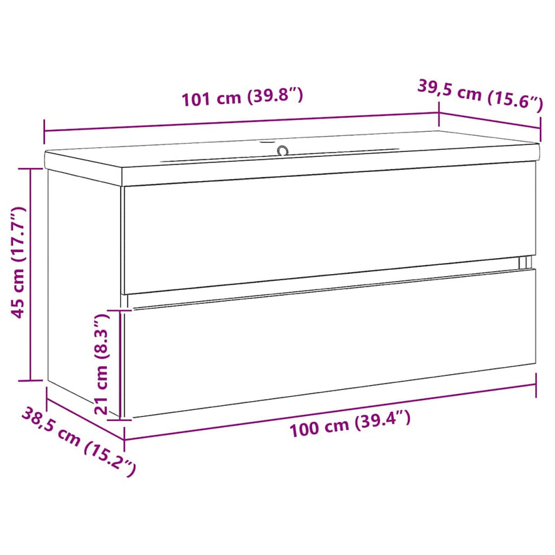 vidaXL Mosdószekrény tárolóval Musta tammi 100 x 39 x 62 cm Faanyag