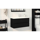 vidaXL Fürdőszobai mosdószekrény Fekete tölgy 90 x 39 x 62 cm Faanyag