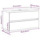 vidaXL Mosdószekrény tárolóval Musta tammi 90 x 39 x 62 cm Faanyag