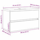 vidaXL Mosdószekrény tárolóval Musta tammi 80 x 39 x 62 cm Faanyag