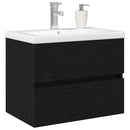 vidaXL Fürdőszobai mosdószekrény Fekete tölgy 60 x 39 x 62 cm Faanyag