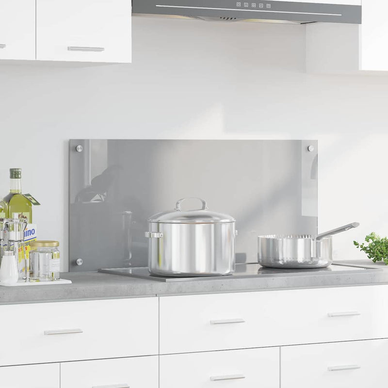 vidaXL Konyhai splashback Világosszürke 90 x 40 x 0,6 cm edzett üveg