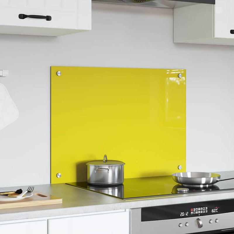 vidaXL Konyhai splashback Sárga 70 x 50 x 0,6 cm edzett üveg