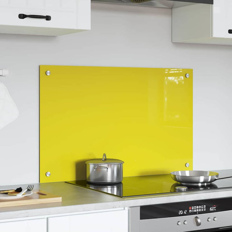 vidaXL Konyhai splashback Sárga 80 x 50 x 0,6 cm edzett üveg