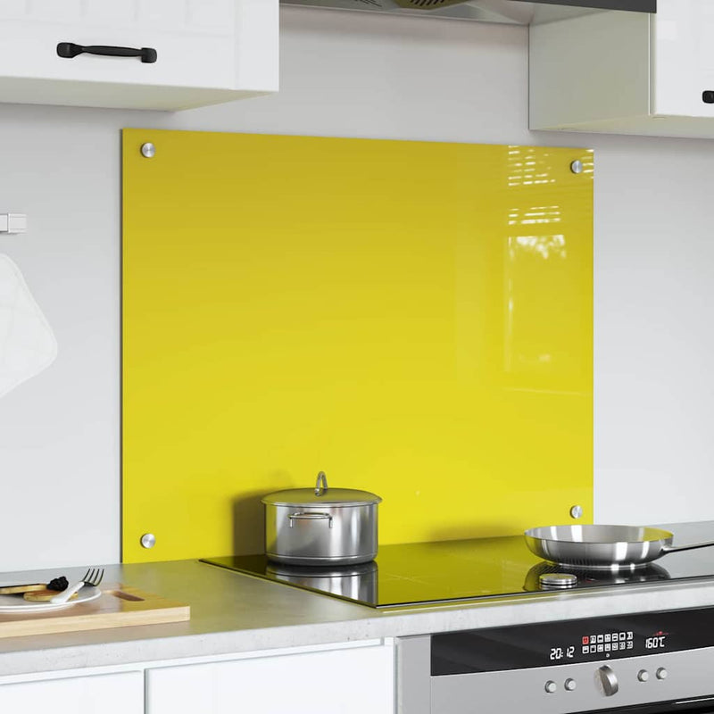 vidaXL Konyhai splashback Sárga 80 x 60 x 0,6 cm edzett üveg