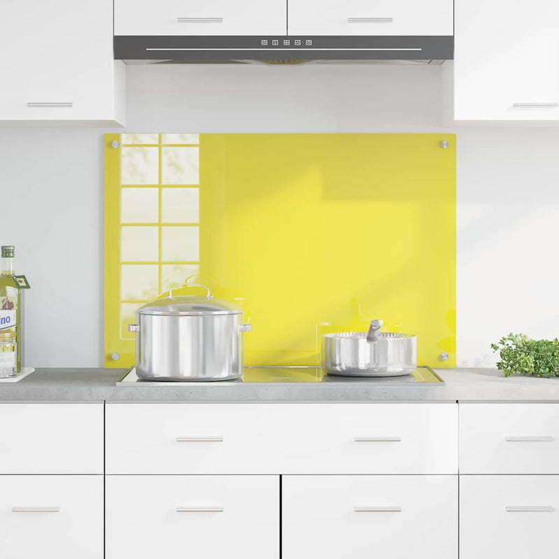 vidaXL Konyhai splashback Sárga 90 x 60 x 0,6 cm edzett üveg