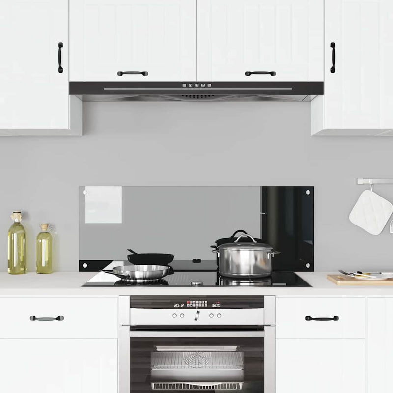 vidaXL Konyhai splashback Fekete 110 x 40 x 0,6 cm edzett üveg