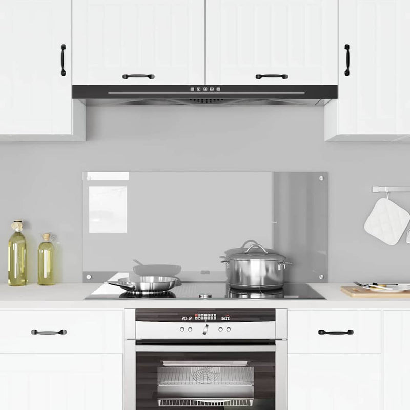 vidaXL Konyhai splashback Világosszürke 110 x 50 x 0,6 cm edzett üveg