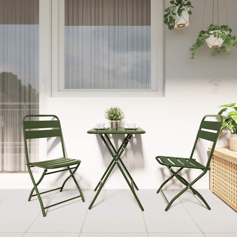 vidaXL Kerti hajtható szék 2 pcs Zöld 55 x 56.5 x 91cm Acél