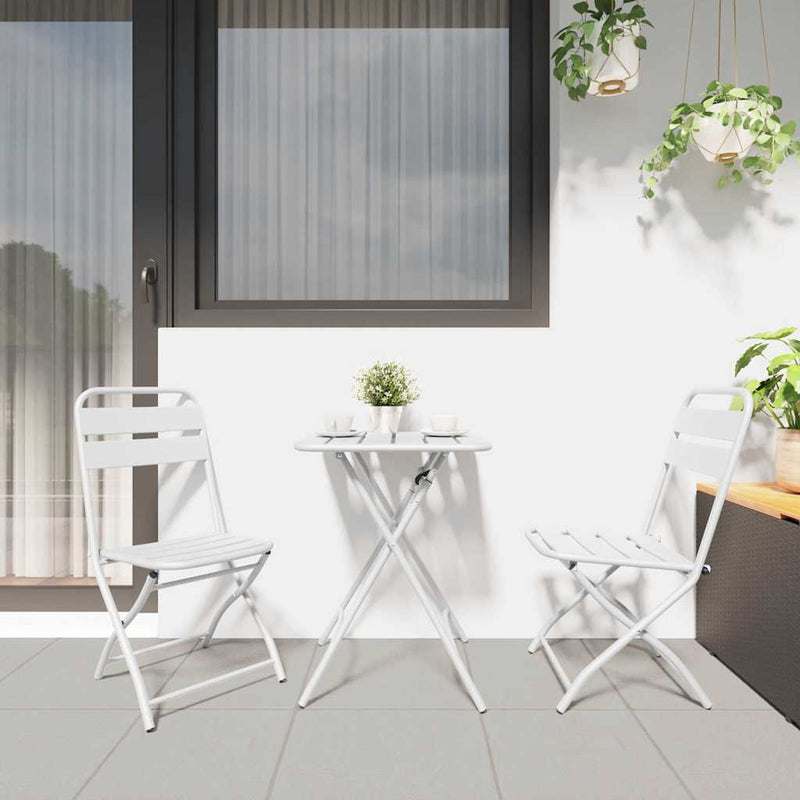 vidaXL Kerti hajtható szék 2 pcs Fehér 55 x 56.5 x 91cm Acél