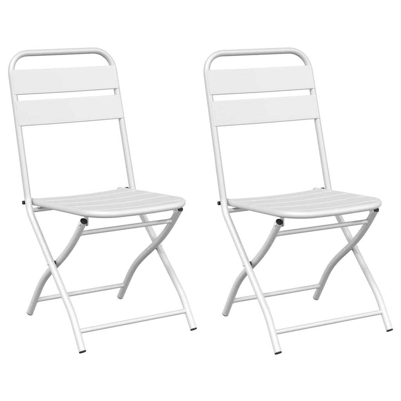 vidaXL Kerti hajtható szék 2 pcs Fehér 55 x 56.5 x 91cm Acél