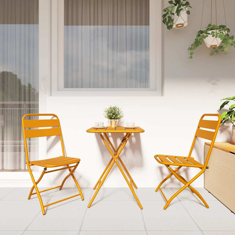 vidaXL Kerti hajtható szék 2 pcs Mustár 55 x 56.5 x 91cm Acél