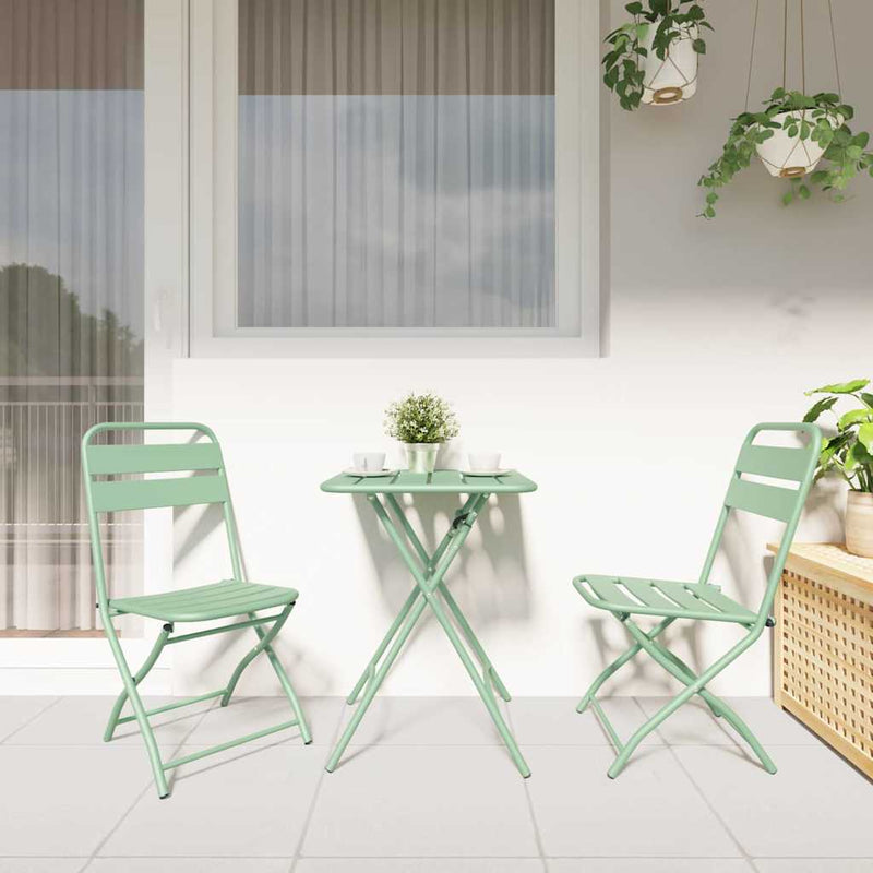 vidaXL Kerti hajtható szék 2 pcs Zöld 55 x 56.5 x 91cm Acél