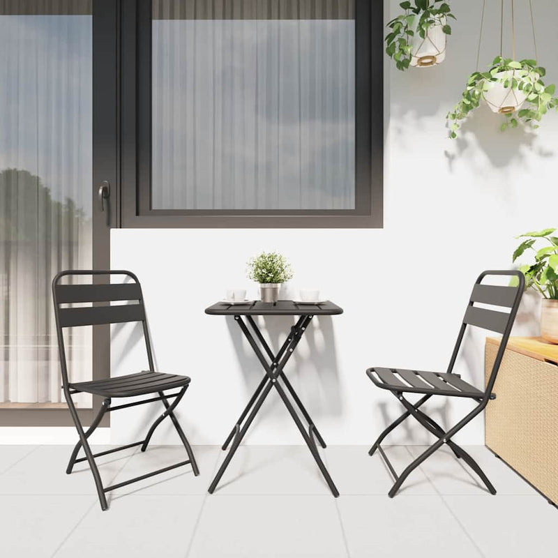 vidaXL Kerti hajtható szék 2 pcs Antracit 55 x 56.5 x 91cm Acél