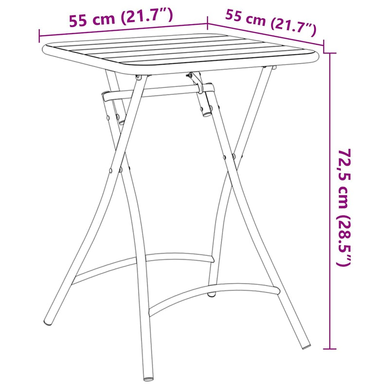 vidaXL Kerti Asztal Sötétzöld 55 x 55 x 73 cm Porfestett acél
