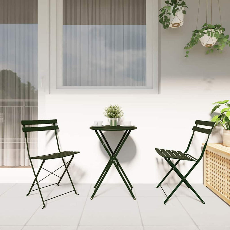 vidaXL Kerti hajtható szék 2 pcs Zöld 42 x 46 x 82 cm Acél