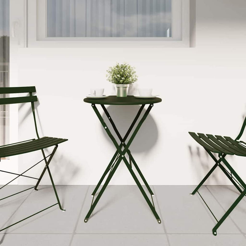 vidaXL Bisztróasztal Sötétzöld Ø50x71 cm Porfestett acél
