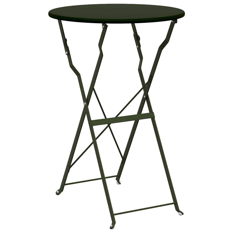 vidaXL Bisztróasztal Sötétzöld Ø50x71 cm Porfestett acél