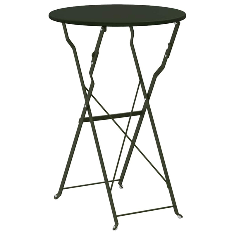 vidaXL Bisztróasztal Sötétzöld Ø50x71 cm Porfestett acél