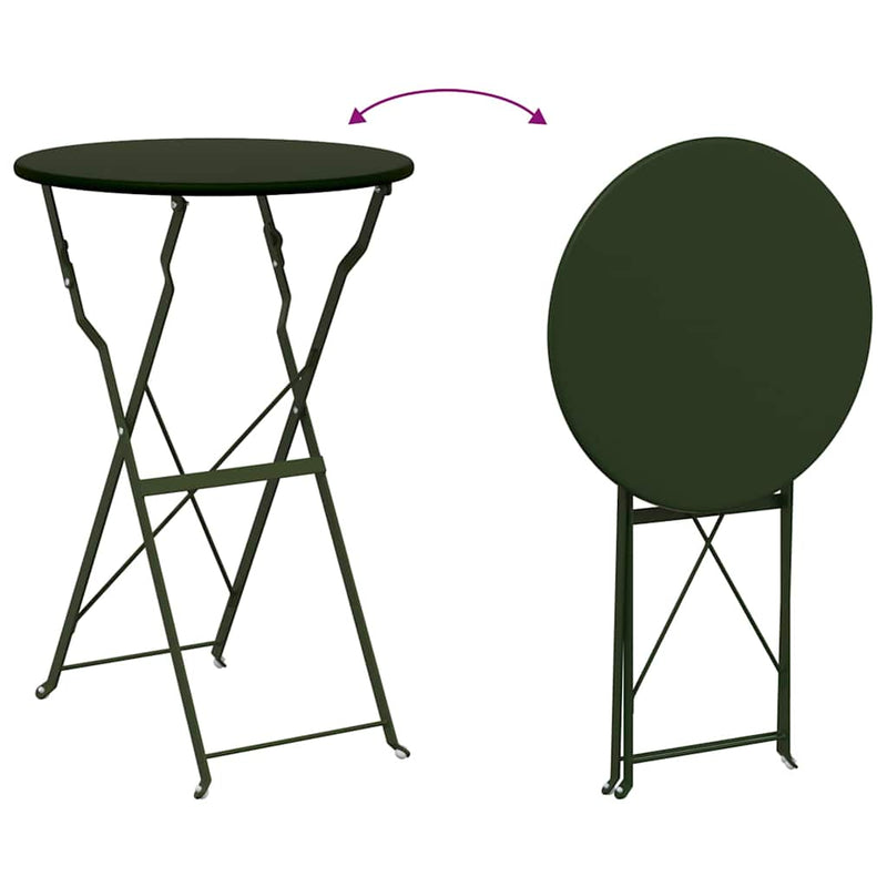 vidaXL Bisztróasztal Sötétzöld Ø50x71 cm Porfestett acél