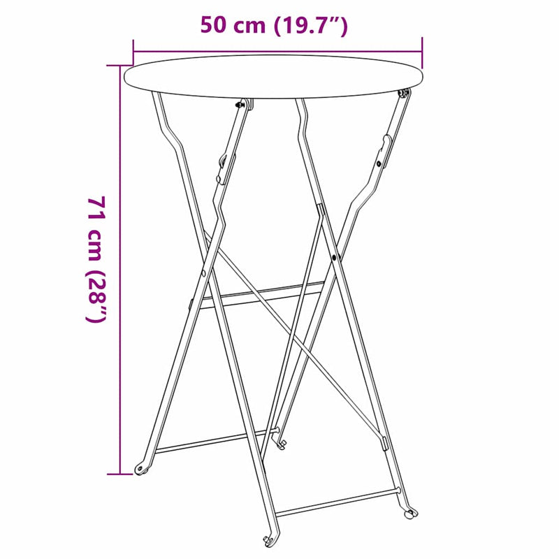 vidaXL Bisztróasztal Sötétzöld Ø50x71 cm Porfestett acél