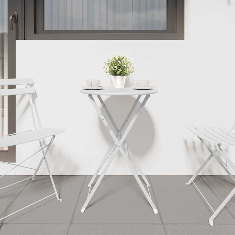 vidaXL Bisztróasztal Fehér Ø50x71 cm Porfestett acél