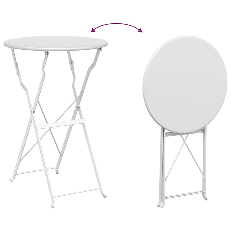 vidaXL Bisztróasztal Fehér Ø50x71 cm Porfestett acél