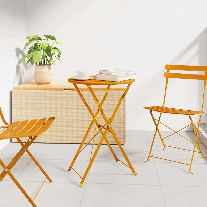 vidaXL Bisztróasztal Mustár Ø50x71 cm Porfestett acél