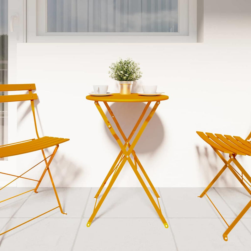 vidaXL Bisztróasztal Mustár Ø50x71 cm Porfestett acél