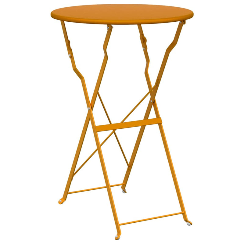 vidaXL Bisztróasztal Mustár Ø50x71 cm Porfestett acél