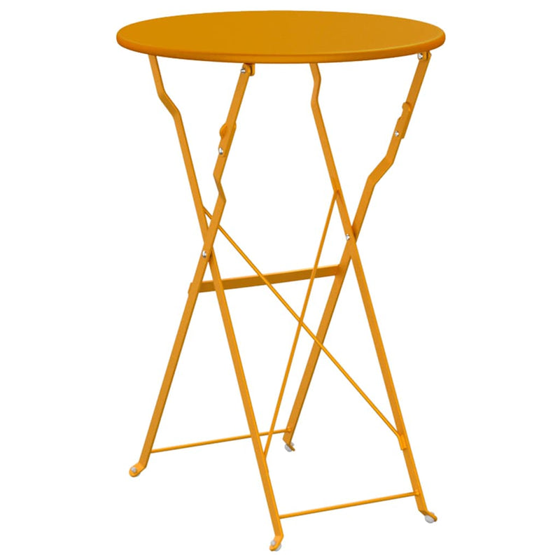 vidaXL Bisztróasztal Mustár Ø50x71 cm Porfestett acél