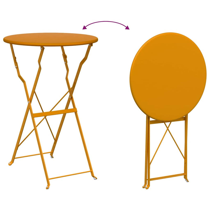 vidaXL Bisztróasztal Mustár Ø50x71 cm Porfestett acél